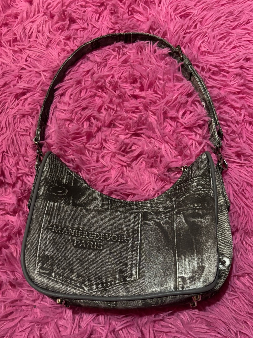 Manieve De Vior Denim Print Shoulder Bag/ Chain included